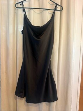 Nasty Gal Sleek Black Satin Slip Dress